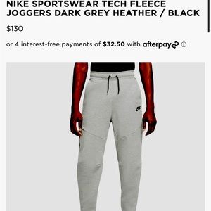 (Men’s) Nike Grey Tech Fleece Joggers sweat pants - size S